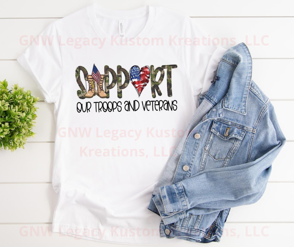 Support Our Troops & Veterans, Men & Women's T-Shirt